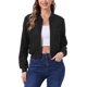 thumbnail image 1 of INSPIRE CHIC Chaqueta de Gamuza Sintética para Mujer con Cuello Alto, Cierre de Cremallera, Diseño Recortado y Bolsillos XS Negro, 1 of 5
