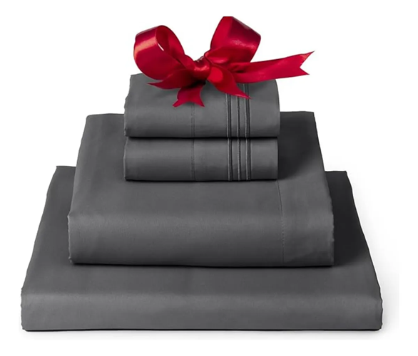 Genérico - Juego Sabanas Aura Zeus King 1800 Hilos Color Gris