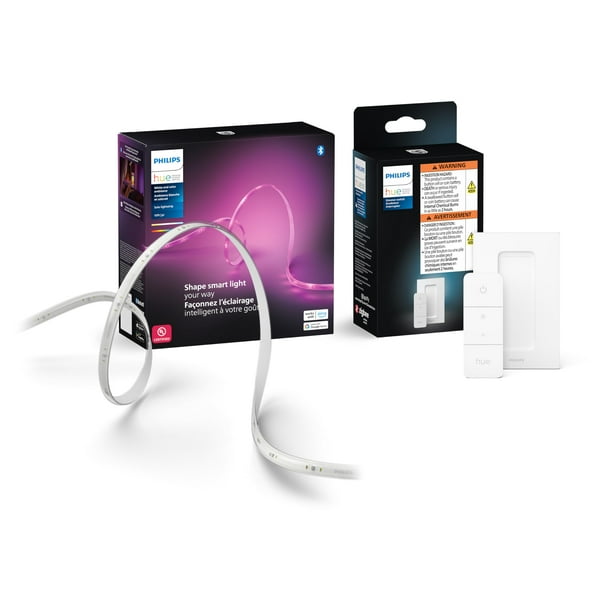 Kit Base Indoor Smart Led Solo Lightstrip De 10 Pies Con Interruptor De Atenuación Inteligente Control Con La Aplicación Hue Alexa Google Assistant Apple Homekit