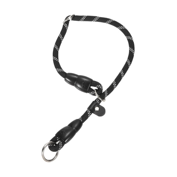 Collar Deslizante para Perros, Cuerda de Nylon Reflectante Sin Tirones con Tope Ajustable y Anillo de Parada, (M-20 Pulgadas, Negro)