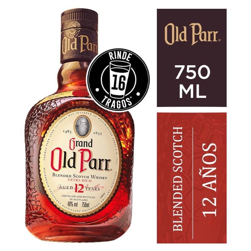 Old Parr - Whisky Blended Scotch 12 Años 40° Botella