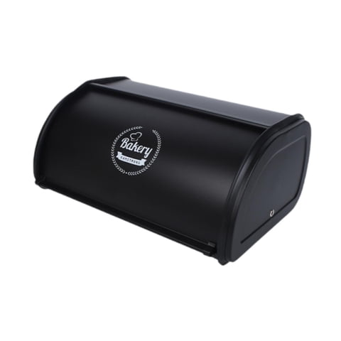 Bothyi - Caja De Pan De Metal Cocina Counter Roll Top Bin Para Galletas De Entrada Al Hogar Negro