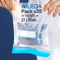 Aileda Con Cierre Hermético Para Alimentos 27X31Cms (L) En Total 35 Paquetes (Envasado Con 15 Unidades Por Bolsa)