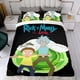 thumbnail image 4 of Rick y Morty: El Anime Conjunto de sábanas temático, trío de piezas, cómodo y amigable con la piel, diseño único, regalo de decoración para el hogar para familiares, amigos y fans,173cm *218cm, 4 of 6