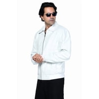 Chaqueta Cuero Sharo Classic Leather Blanca Hombre