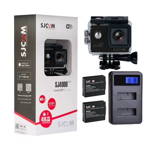 Pack Cámara Deportiva 4K Sjcam Sj4000 Wifi 2 Baterías + Cargador Led