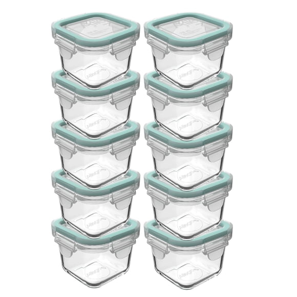 Set 10 Contenedores Hermetico Allegra Vidrio 210mL Cuadrado