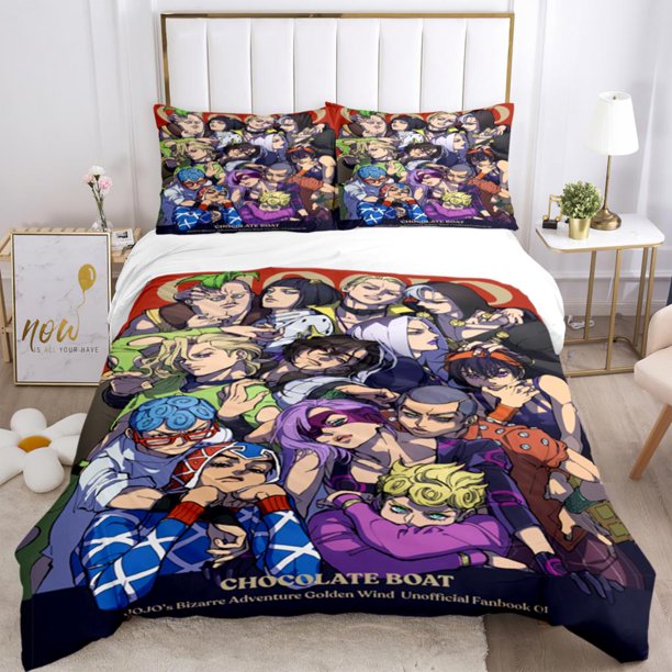 JOJO Anime Print Three Piece Bedding Set Fashion Article Boys Or Adults For Beds Quilt Covers Pillowcases Bedding Set Gift Bed Sheets