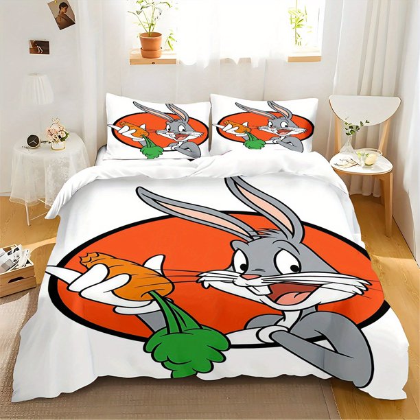 3pcs Bedding set Bedding Cushion Cover Bugs Bunny Bedding - Lovely And Soft for Bedrooms