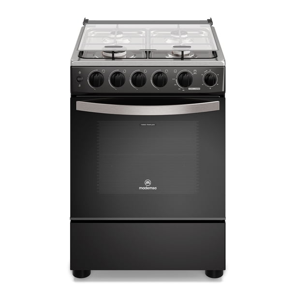 Cocina a Gas 4 Platos Horno Vapor y Temporizador FM4TPC Negra