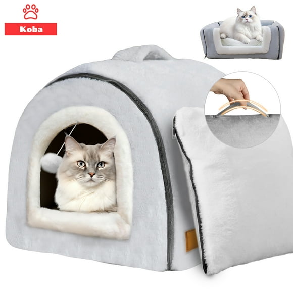2 En 1 Cama Y Casa Iglu Gatos Perros Portatil Con Cojín Bola