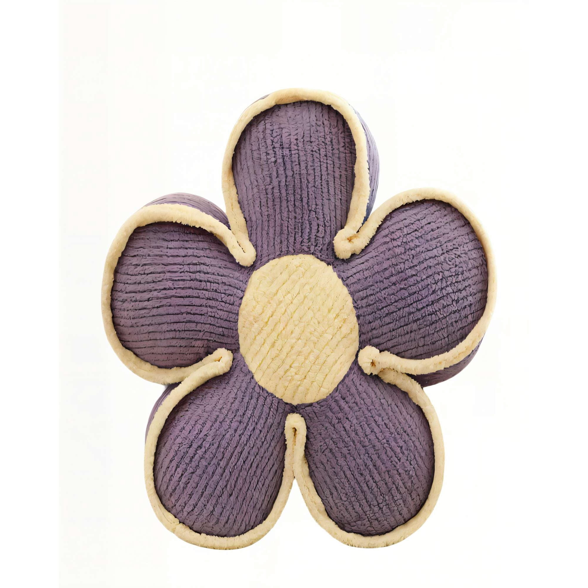 Genérico - Cojin Decorativo En Forma De Flor Color Morado Con Borde Beige