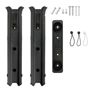 Ioensy - Soporte Para Caña De Pescar De 2 Tubos Soporte Para Caña De Pescar Portátil Resistente Con 2 Estantes Para Remolque Negro