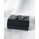 thumbnail image 2 of Colleras Gemelos Camisa Rectangulares Rayas Negro Plata Plateado, 2 of 5