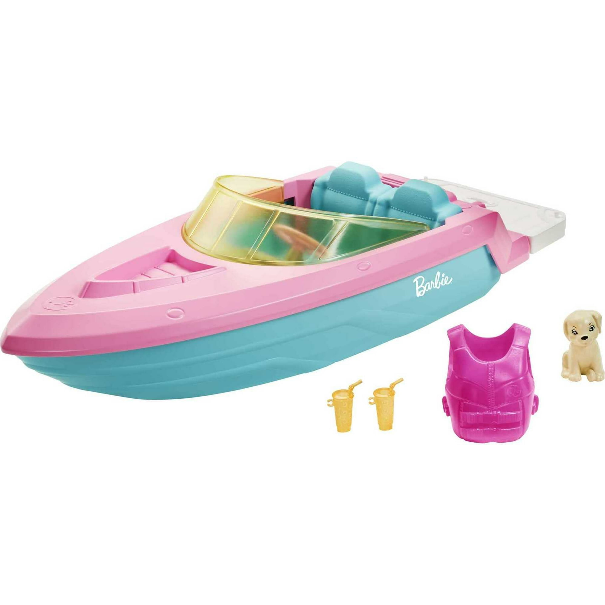 Barbie Barco Con Cachorro Y Accesorios Temáticos, Se Adapta A 3 Muñecas, Flota En El Agua, Gran Regalo Para Niños De 3 A 7 Años (grg29)