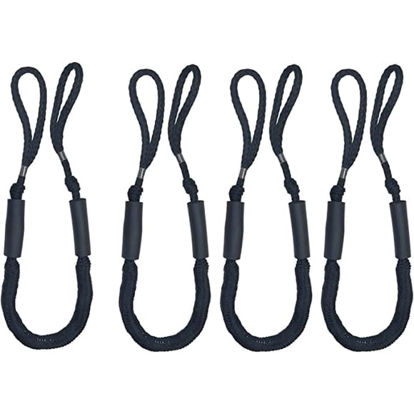 Cuerda de amarre Bungee Dock Line, 120 cm, color negro, paquete de 4