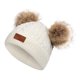 thumbnail image 3 of Ni?as, Ni?as Pom Poms, Sombrero, Grueso, Cálido, Invierno, Algodón Suave, Gabadras De Punto, Whtie, 3 of 5