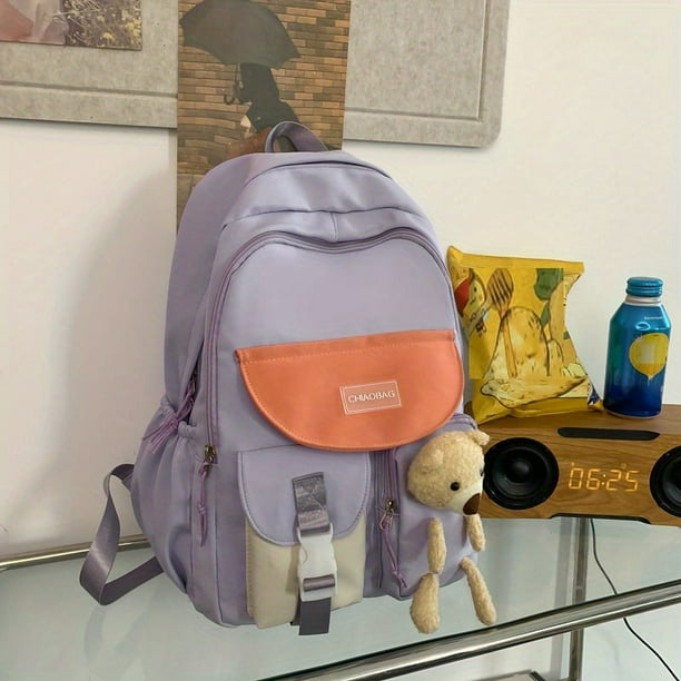 Kawaii Cute Large Capacity Backpack, Heavy Duty Preppy Daypack, Women's College School Bag & Travel Bag