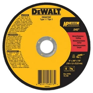 Disco De Corte Dewalt Dwa8726F T1 Hp Fast 6 X 0,040 X 22 Mm