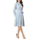 thumbnail image 4 of INSPIRE CHIC Vestidos de Mujer con Lazo en el Cuello, Manga Larga de Chifón, Vestido Vintage Floral con Cinturón S Azul Claro, 4 of 6