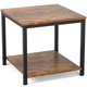 thumbnail image 1 of Mesa auxiliar Homieasy, 50 cm, cuadrada, 2 niveles, metal y madera rústica, marrón, 1 of 8