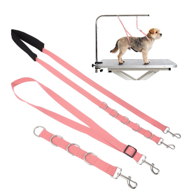 Correa de Aseo para Perros Uxcell, Lazos de Aseo para Mascotas Arnés de Aseo Extensor de Brazo de Mesa con Correa de Restricción con Anillos en D (Rosa, 3 Piezas)