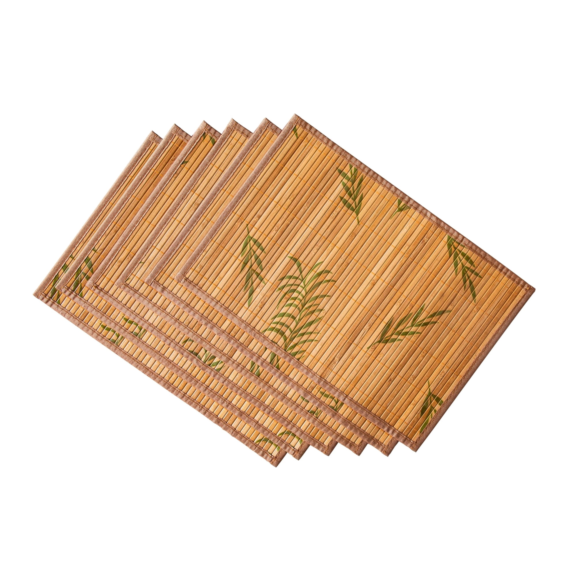 Xusx111 - Set De Alfombras De 6, Alfombras De Mesa De Bambú Con Patrón De Hoja, Alfombras Tejidas De 17,7 '' X 11,8 '', Alfombras Resistentes Al Calor Lavables Para Cocina, Hoja Marrón