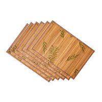 Xusx111 - Set De Alfombras De 6, Alfombras De Mesa De Bambú Con Patrón De Hoja, Alfombras Tejidas De 17,7 '' X 11,8 '', Alfombras Resistentes Al Calor Lavables Para Cocina, Hoja Marrón