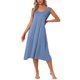 thumbnail image 1 of INSPIRE CHIC Vestido largo de dormir de algodón para mujer con bolsillos, suave, sin mangas, cuello redondo, ropa de descanso, L azul marino, 1 of 6
