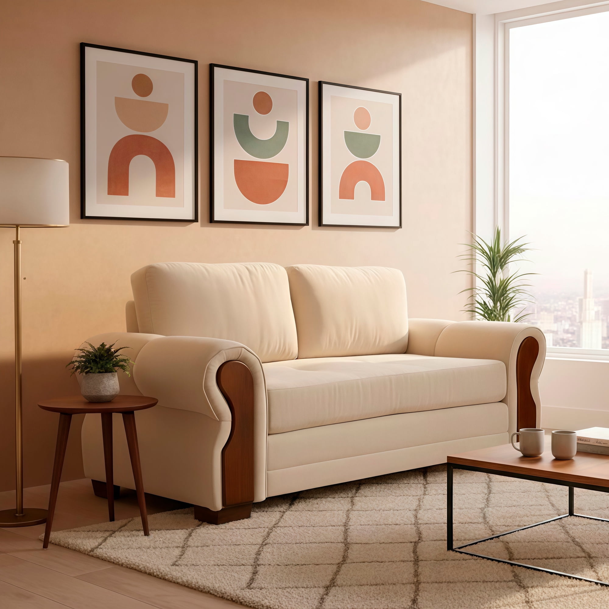 Living Factory - Sofa Oregon Res Felpa Beige 2c
