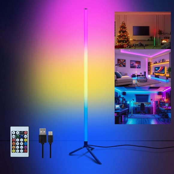 Lámpara de piso de esquina VTYXCTIGJ con sincronización de música RGB para sala