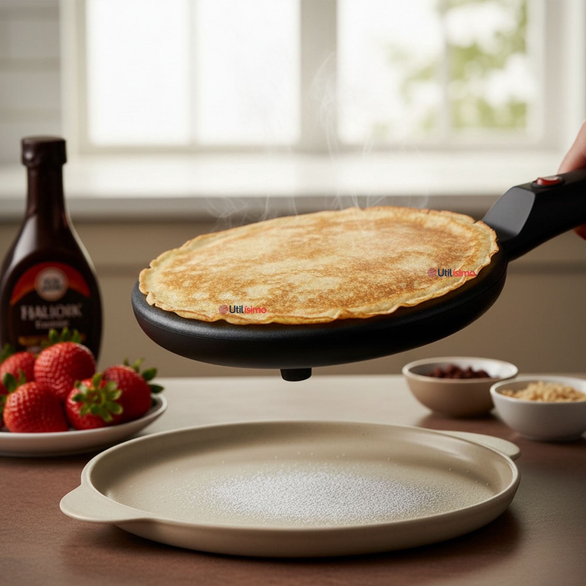 Line - Panquequera Eléctrica Antiadherente Maquina Para Crepes 20cm Crepera