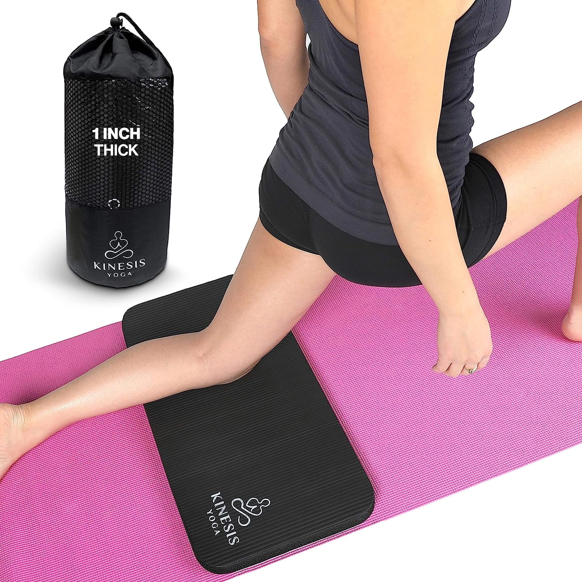 Kinesis Yoga - Rodillera Kinesis Extra Gruesa Para Yoga, 2,5 Cm, Con Bolsa