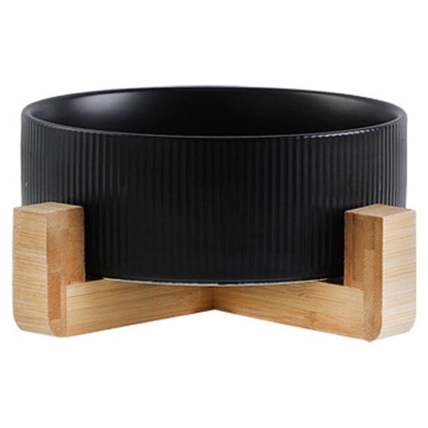Cuencos de cerámica para perros con soporte de madera, cuencos de agua y comida para perros, cuencos de comida para perros de gran peso