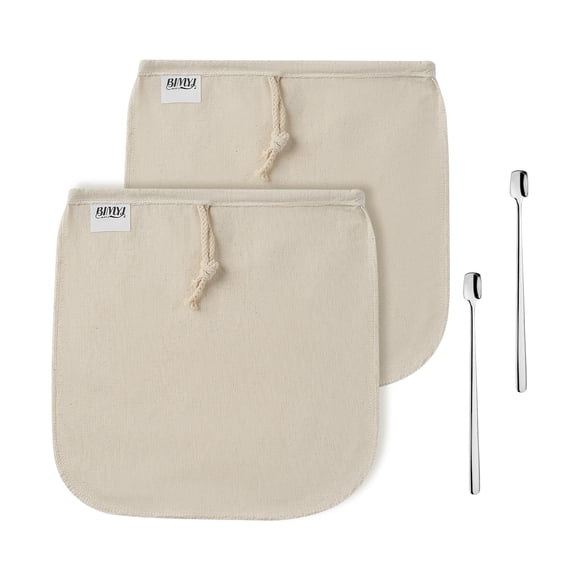 Bolsas Para Cold Brew 30 X 30 Cm De Algodón Orgánico 2 Unidades + Cucharas