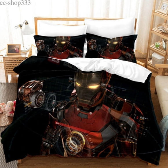 Iron Man Fans Gift H Quilt Duvet Cover Set Bedclothes Queen Home Textiles3-Piece Bedding Set