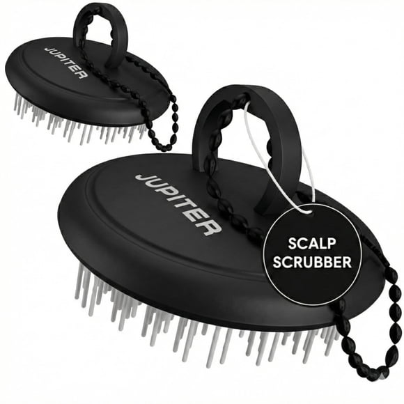 Masajeador de Cuero Cabelludo Jupiter - Pack de 2 Peines Negros Anticaspa