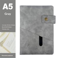 Xusx111 - Gris A5 Forrado Cuero Diario Cuaderno Para Hombres Mujeres, 5.9 ""X 8.4"" Personalizado Portadura Diario 200 Páginas 80 Gsm Grueso Reglado Papel Diario Para Viajes, Negocios, Trabajo, Escritura