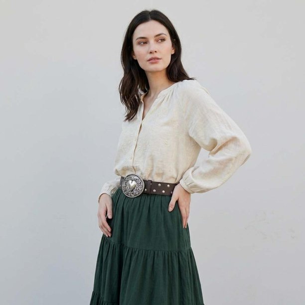 Cinturón Cowboy Mujer Con Tachas Hebilla Corazón Western cafe Talla Única