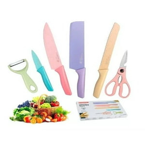 Multicompra - Set De Cuchillos Cocina 6 Pzas Acero Inoxidable Colores
