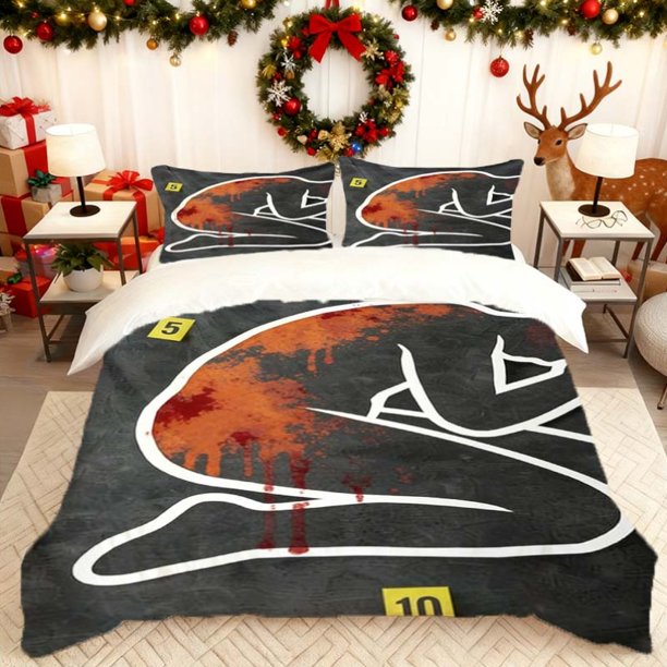 Crime Scene Investigation Printed Duvet Cover Set Bedding Soft Duvet Cover + 2 Pillowcases Suitable for All Seasons Ideal for Home Bedrooms And Guest Rooms a Gr