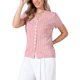 thumbnail image 4 of INSPIRE CHIC Blusas de Ojal para Mujer de Verano Cuello en V Manga Corta Tejido Camisas Abotonadas S Rosa, 4 of 6