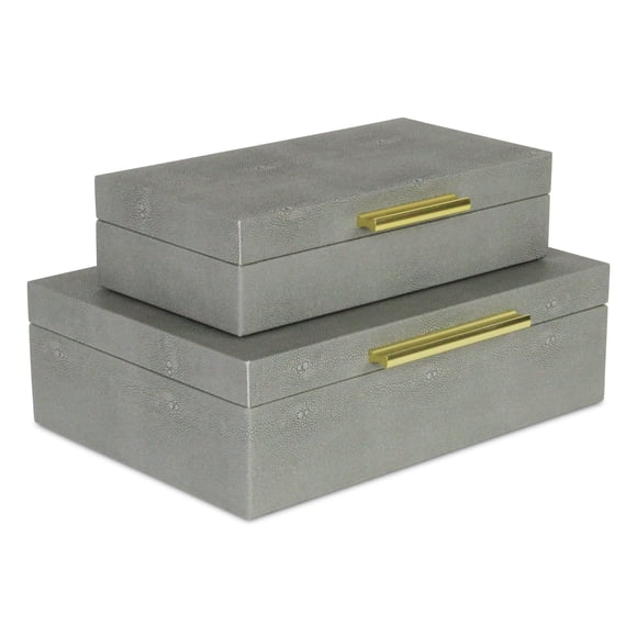 Juego de cajas decorativas Cheungs, color gris, imitación Shagreen, rectangular