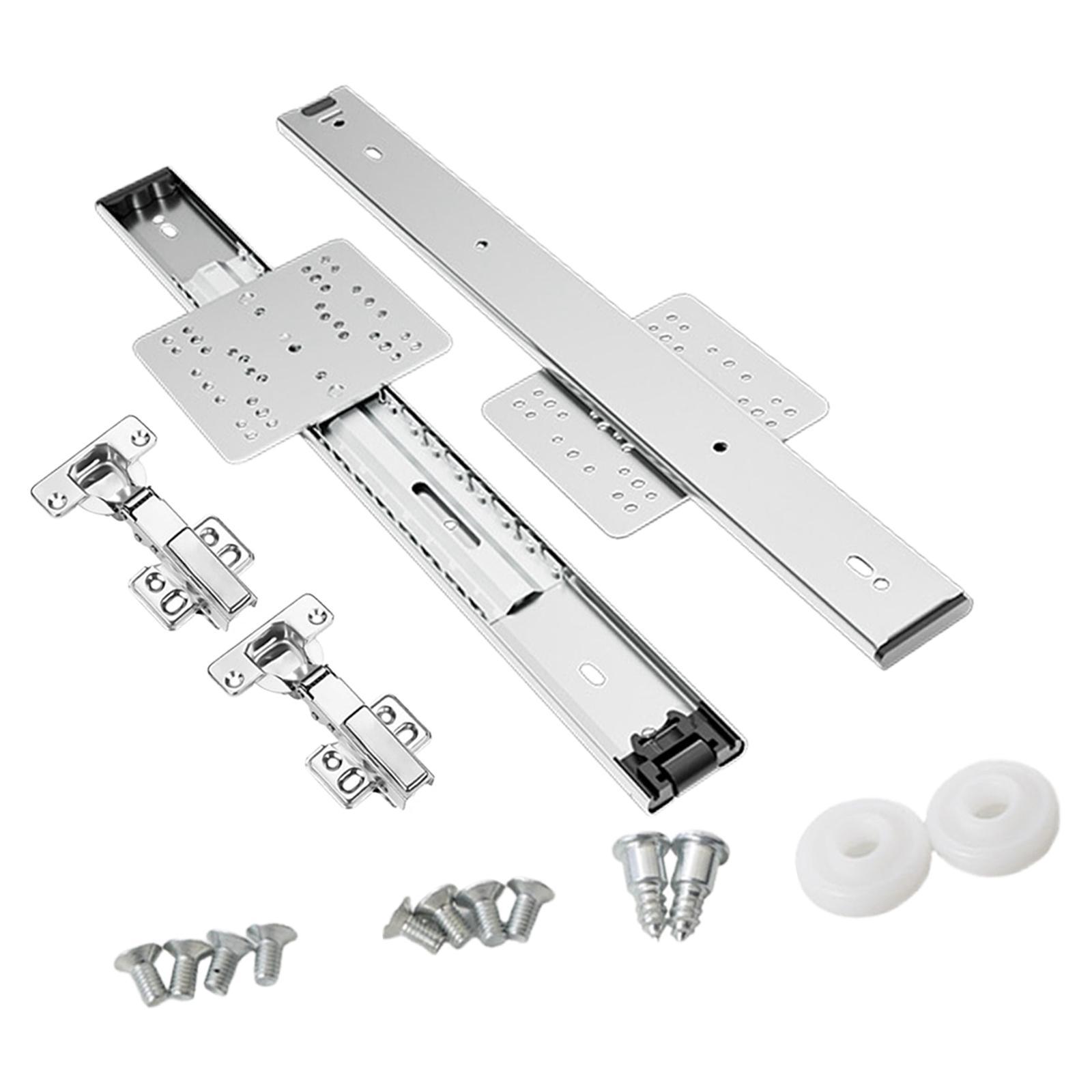 Magideal - Rieles Deslizantes Para Puertas De Gabinetes Abatibles Ocultos, Kit De Herrajes Para Puertas De Fácil Instalación Para Gabinetes De Cocina, , 450 Mm