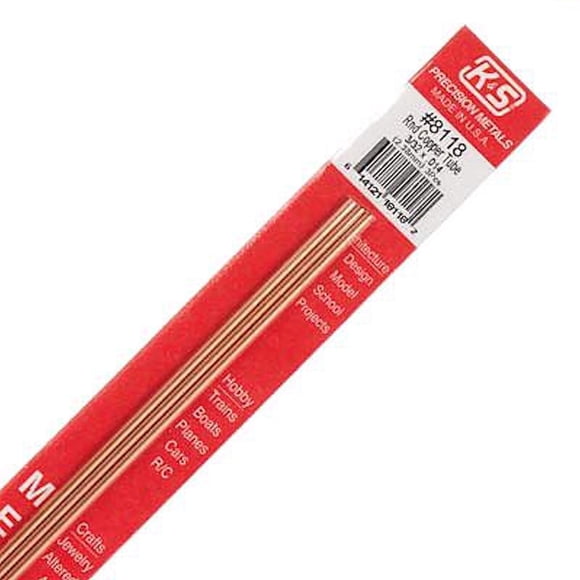 Tubo de cobre K&S Utility de 3/32 pulgadas de profundidad x 30,48 cm de largo