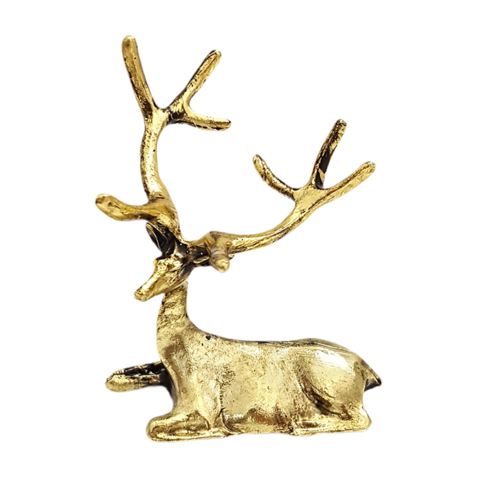 Bothyi - Escultura De Ciervo Para Decoración De Gabinete, Regalo De San Valentín, Estatua De Animal Para Dormitorio, Oro Oscuro