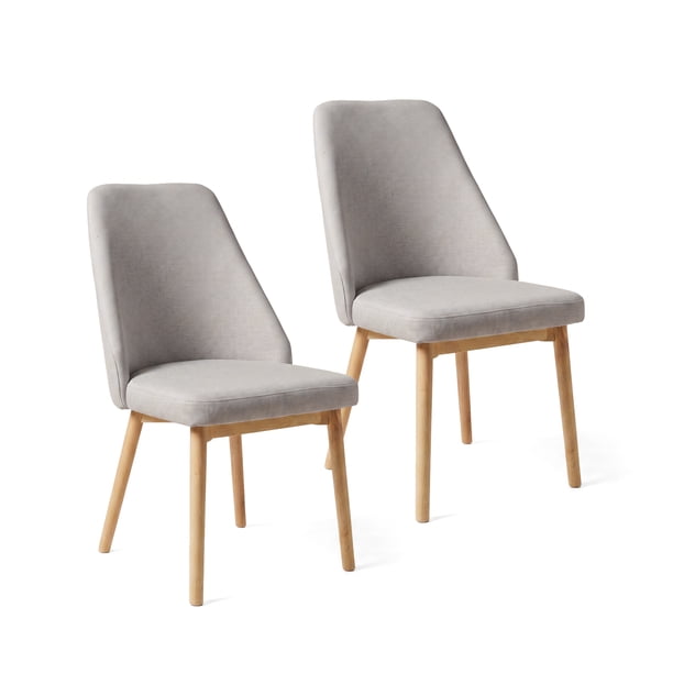 Pack 2 Sillas Comedor Lena Madera Asiento Acolchado Poliéster Greige