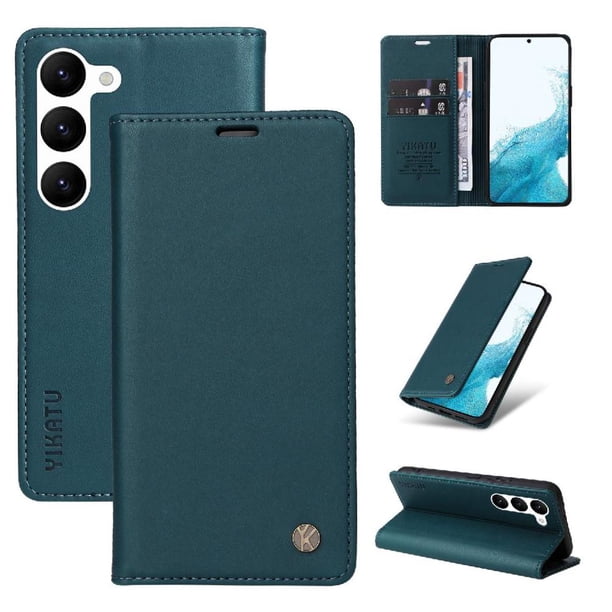 Funda Billetera de Cuero para Samsung Galaxy S23 con Tarjetero y Soporte - Tapa Magnética Azul