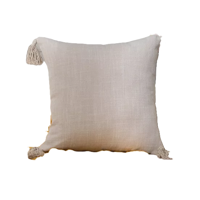 Genérico - Pack De 2 Fundas Para Cojín De Lino Con Pompones 45X45 Cm Crema