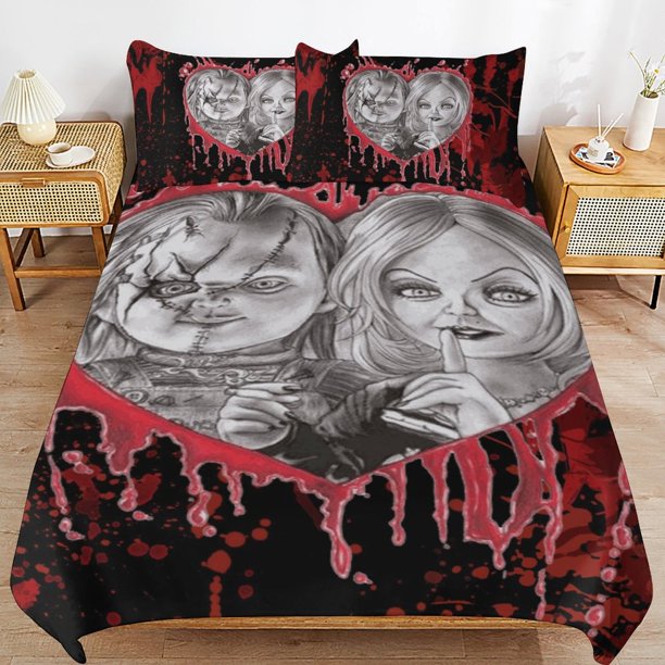 Bride of Chucky Duvet Cover Set 3 Piece Bedding Set Double Sided Printing Decorative Comforter Cover Set